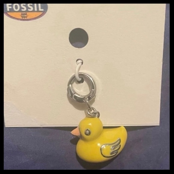 NEW!!! Classic Fossil Enameled Bracelet Pendant Charm Yellow Rubber Duck - Picture 1 of 5